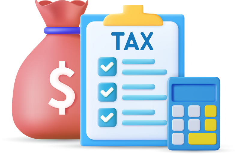 3d Tax payment and business tax concept.